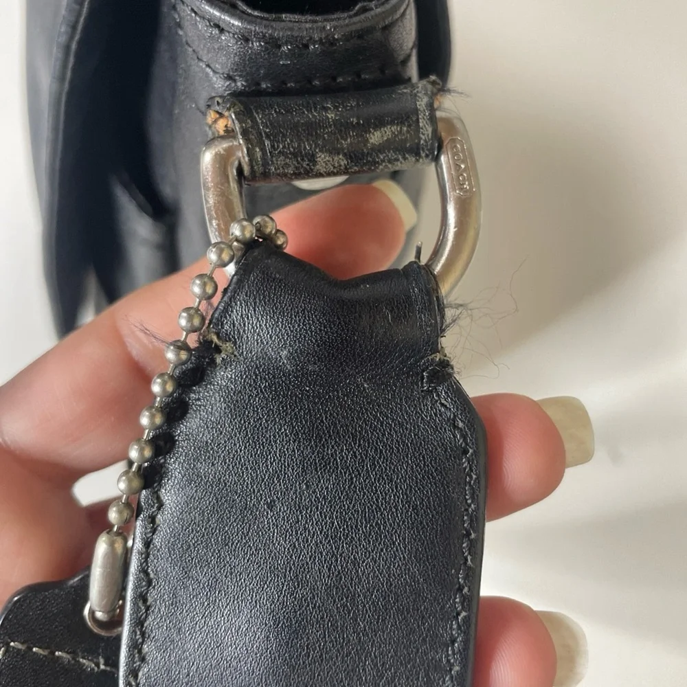 COACH Heritage Web Black Leather Messenger Bag #F70556
